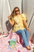 Yellow Gingham Top with Bows