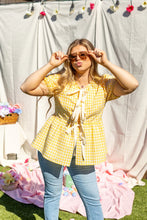 Yellow Gingham Top with Bows