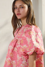Pink Coral Jacquard Babydoll Top