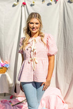 Pink Gingham Top with Bows