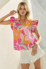 Floral Print Flutter Sleeve Top