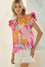 Floral Print Flutter Sleeve Top