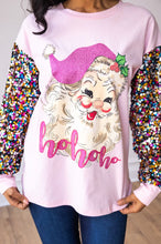 Pink Sequin Sleeve Santa Top