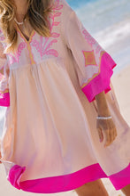 Embroidered Plunge V Neck Dress