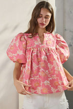 Pink Coral Jacquard Babydoll Top