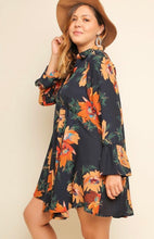 Navy Floral Long Sleeve Dress (Plus Size)
