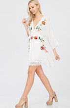 Off White Embroidered Bell Sleeve Dress