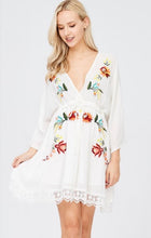 Off White Embroidered Bell Sleeve Dress