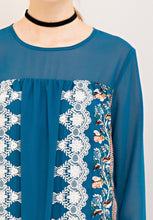 Printed Shift Dress with Embroidery Detail