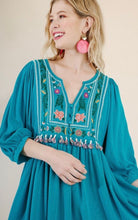Jade Floral Embroidered Yoke Dress