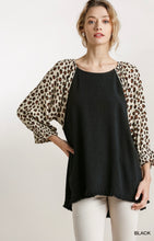 Black linen/leopard top