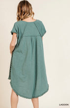 Sea Green Frayed Hem Dress