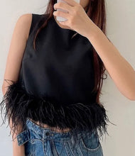 Flirty Faux Feather Trim Top
