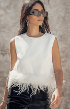 Flirty Faux Feather Trim Top