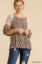 Natural mix/leopard bell sleeve top